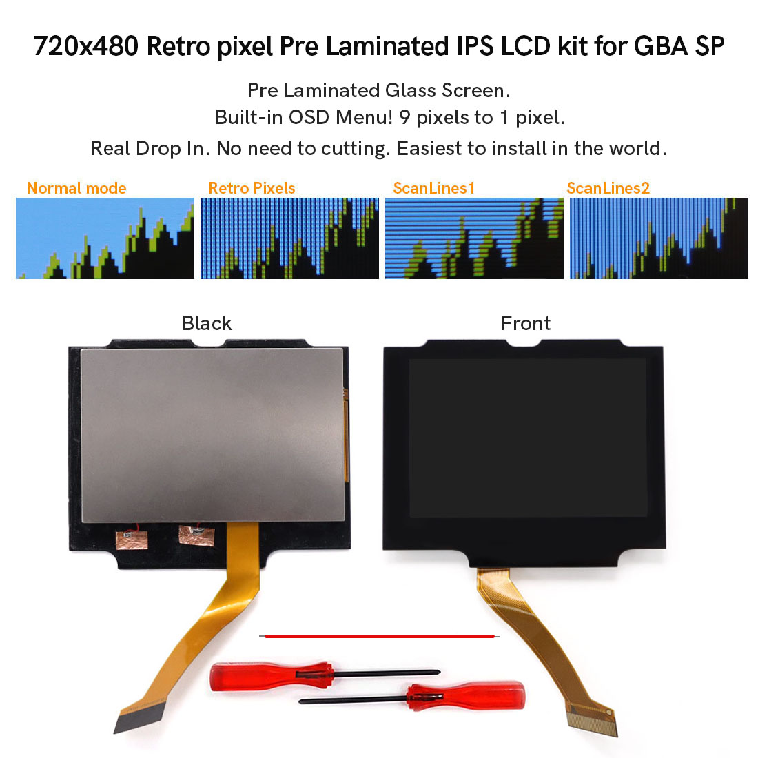 Lcd Screen Arcade - For GBA SP V5 720x480 Retro